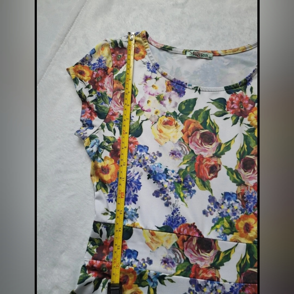 Colorful Floral Midi Vintage Dress from Europe SIZE S - Picture 14 of 14